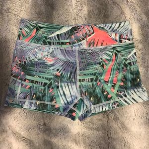 Tropical Print Spandex Shorts